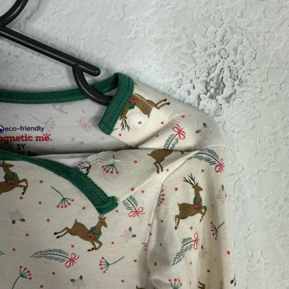 Magnetic Me Pajama Top Unisex Size 5Y Reindeer Print Long Sleeve Modal Christmas